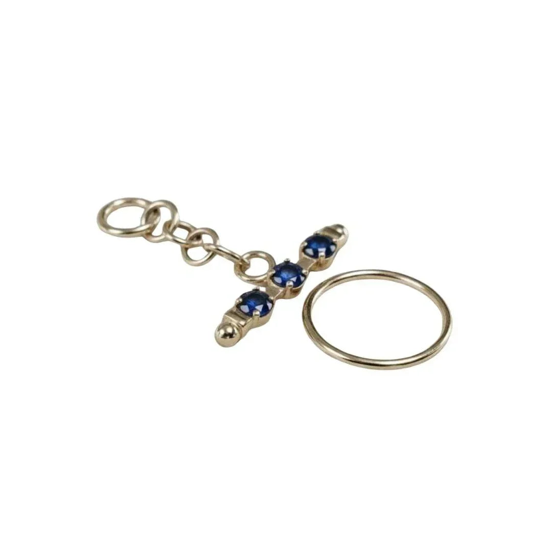 14k Gold Blue Sapphire Toggle Clasp Pendant | Dainty Sapphire Jewelry - K Jewelry Accessories