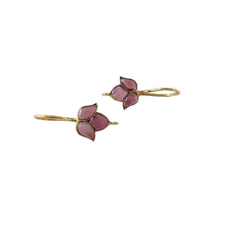 Pink Tourmaline Gold Earring, Leaf Cabochon Earwire, DIY Findings - K Jewelry Accessories