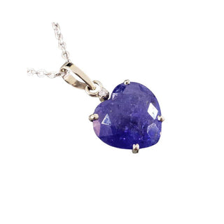 14k White Gold Heart Tanzanite Pendant: Diamond Accent, Handmade - K Jewelry Accessories