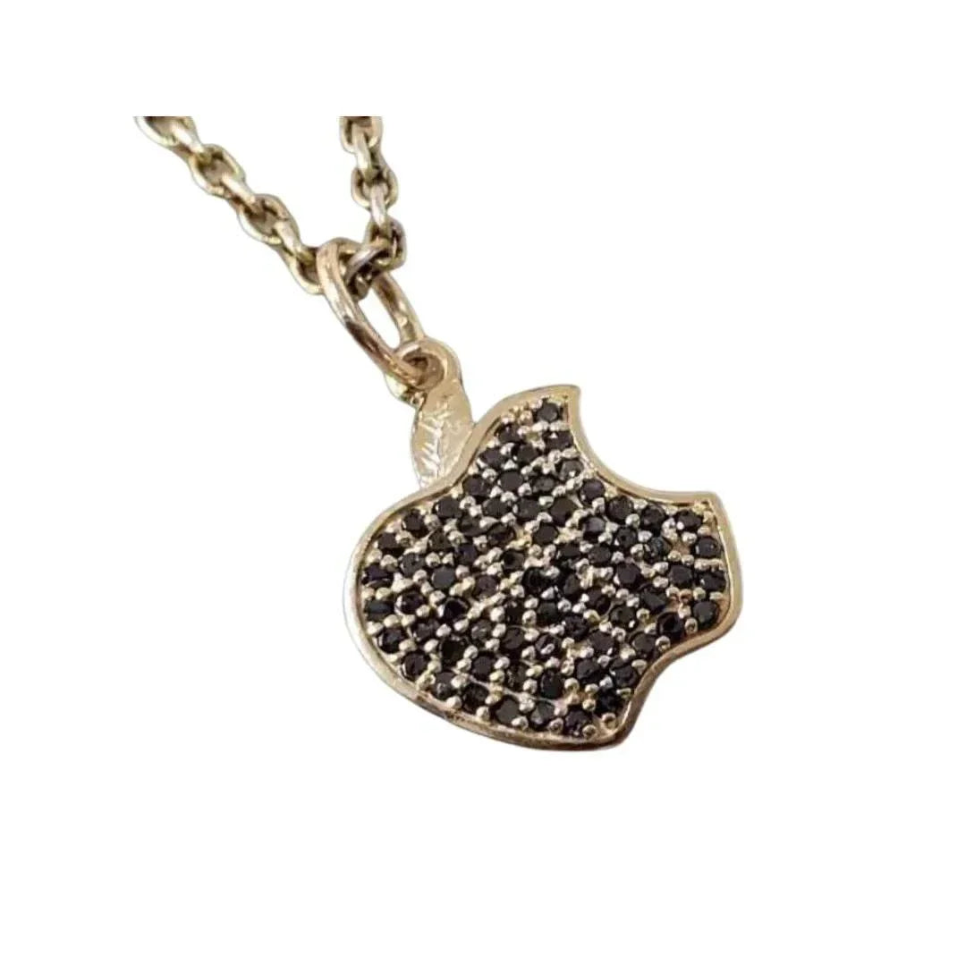Apple Black Diamond Pendant: Handmade Minimalist Jewelry - K Jewelry Accessories