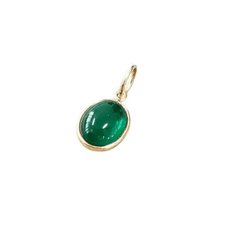 14k Gold Emerald Pendant | Oval Green Gemstone Necklace - K Jewelry Accessories