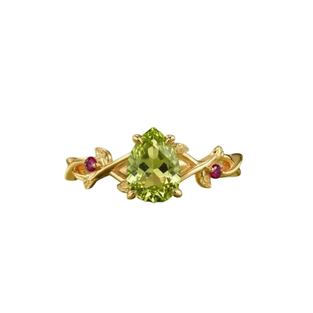 14k Gold Peridot Ring | Pear Cut Peridot Engagement Ring - K Jewelry Accessories