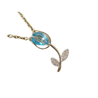 14k Gold Paraiba Apatite Diamond Pendant For Women - K Jewelry Accessories
