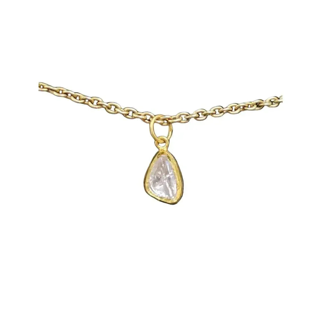 Diamond Polki Gold Pendant | Handmade Uncut Diamond Necklace - K Jewelry Accessories