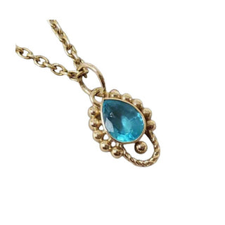 Natural Apatite Gold Pendant – Pear Cut Gemstone Necklace - K Jewelry Accessories