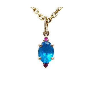 14k Gold Apatite and Ruby Pendant: Handmade Minimalist Jewelry - K Jewelry Accessories