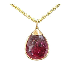 Natural Rubellite Pear Pendant: 18k Gold Tourmaline Charm - K Jewelry Accessories