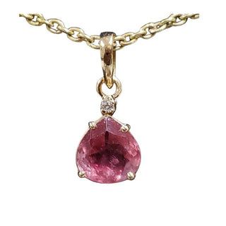 Pink Tourmaline Drop Pendant: Diamond Accent, 14k Gold - K Jewelry Accessories