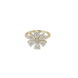 18k Gold Diamond Flower Ring | Pear Shape Diamond Petal Ring - K Jewelry Accessories
