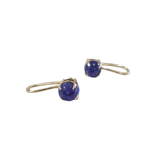 14k Gold Tanzanite Earrings – Round Cabochon Leverback Dangle - K Jewelry Accessories