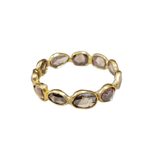 Brown Rose Cut Diamond Ring | 18k Gold Handmade Stacking Band - K Jewelry Accessories