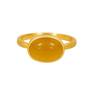 14K Gold Orange Mexican Opal Ring | Handmade Matte Cabochon - K Jewelry Accessories