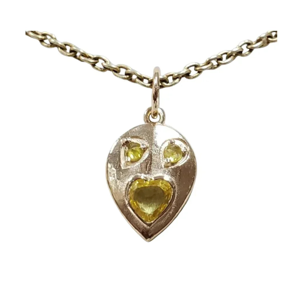 14K Gold Yellow Sapphire & Diamond Heart Pendant - K Jewelry Accessories