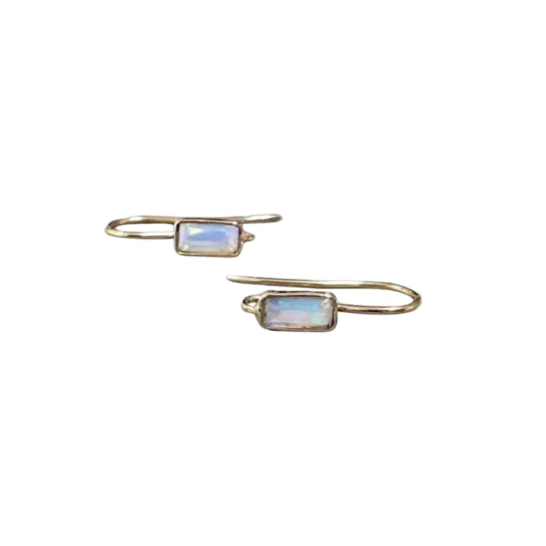 18k Gold Opal Earrings: Baguette Ethiopian Opal - K Jewelry Accessories