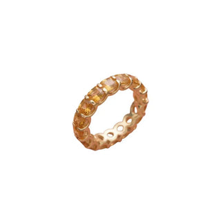 14k Gold Citrine Band – Cushion Shape Yellow Stone Ring - K Jewelry Accessories