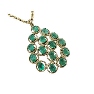 14k Gold Zambian Emerald Pendant: Handmade Oval Halo Setting - K Jewelry Accessories