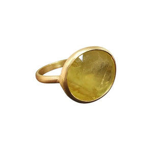 Handmade 14k Gold Oval Aquamarine Ring: Matte Finish - K Jewelry Accessories