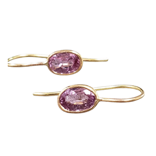 18k Gold Pink Sapphire Earrings: Oval Gemstone Jewelry