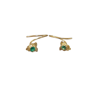 18k Gold Twisted Earrings: Zambian Emerald Earwire
