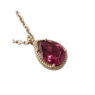 14k Gold Pink Tourmaline Pendant: Pear Cut Rubellite Gemstone - K Jewelry Accessories