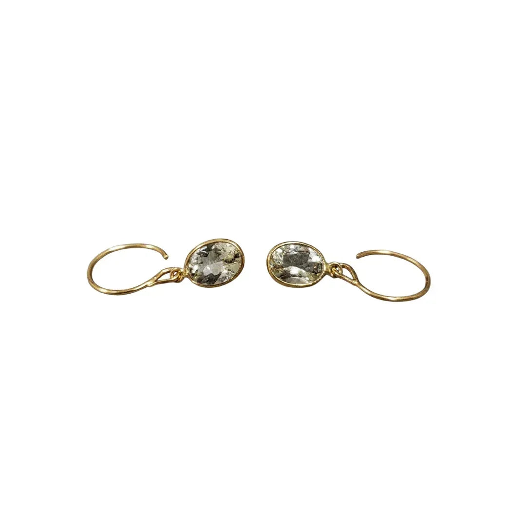 18k Gold Aquamarine Earrings: Handmade Oval - K Jewelry Accessories