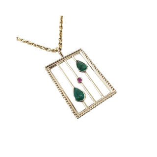 14k Gold Emerald Ruby Pendant: Bezel Set Gemstone Jewelry - K Jewelry Accessories