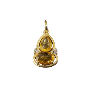 14k Gold Yellow Sapphire Pendant with Diamond Accents - K Jewelry Accessories