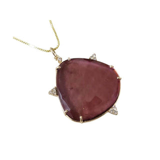 Fuschia Tourmaline 14k Gold Pendant - Handmade Fancy Gemstone - K Jewelry Accessories