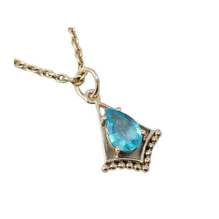 Luxury Paraiba Apatite Pendant in 14k Gold, Pear Cut Rare Blue Gemstone Necklace - K Jewelry Accessories