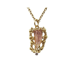 Filigree Pink Tourmaline Pendant: Diamond Accent Vintage Jewelry - K Jewelry Accessories