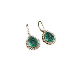 Zambian Emerald & Diamond 18k Gold Earrings: Rare Anniversary Jewelry - K Jewelry Accessories