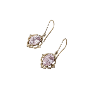 14k Gold Morganite Dangle Earrings: Oval Gemstone Jewelry - K Jewelry Accessories