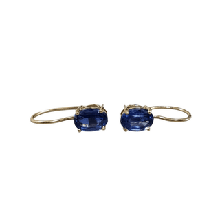 14k Gold Kyanite Leverback Earrings: Natural Oval Gemstone - K Jewelry Accessories