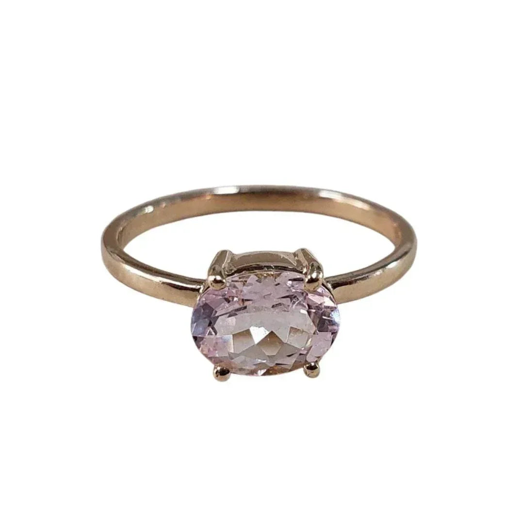 Natural Pink Morganite 14k Gold Ring: Oval Statement Ring - K Jewelry Accessories