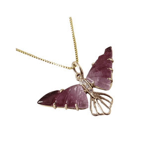 Butterfly Pink Tourmaline 14k Gold Pendant - K Jewelry Accessories