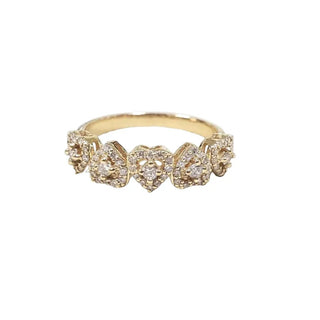 Engagement 18k Gold Heart Diamond Ring | Diamond Cluster Heart Band - K Jewelry Accessories