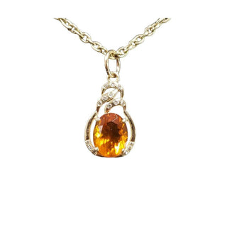 14k Gold Orange Mexican Fire Opal Pendant with Diamonds - K Jewelry Accessories