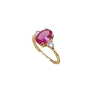 14k Gold Tourmaline Diamond Ring ,Oval Pink Tourmaline Engagement Ring - K Jewelry Accessories