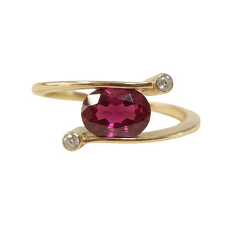 14k Gold Tourmaline Diamond Ring ,Oval Pink Tourmaline Ring - K Jewelry Accessories