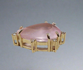 14k Solid No Bail Rose Quartz Gold Pendant - K Jewelry Accessories