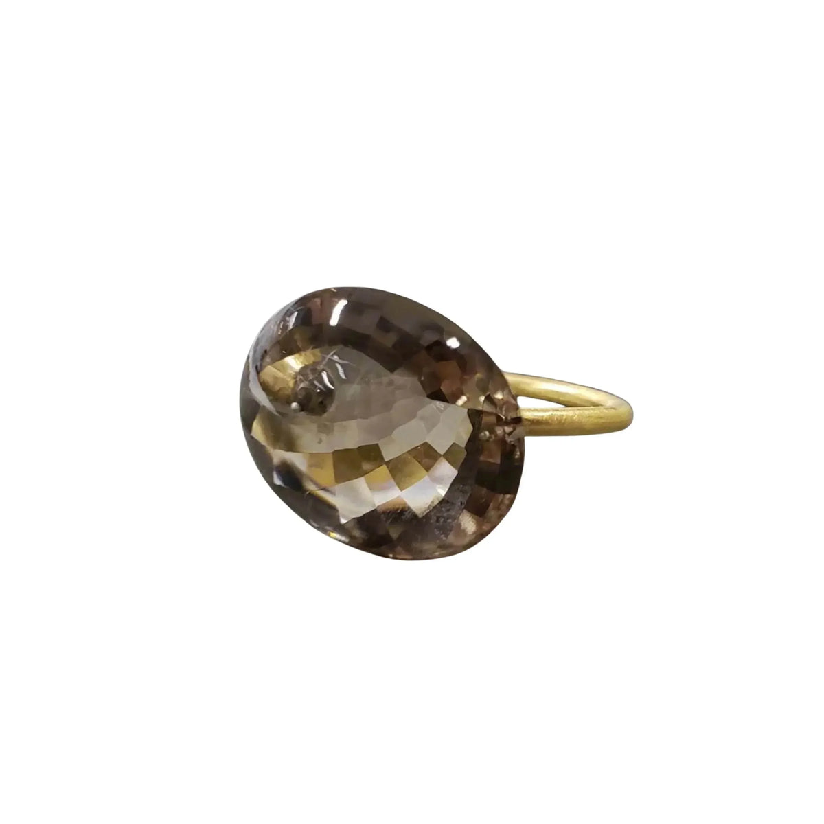 Delicate 14k Gold Drilled Smoky Quartz Ring - K Jewelry Accessories