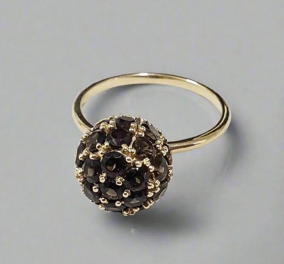 14k Solid Round Smoky Quartz Gold Ring - K Jewelry Accessories