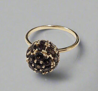 14k Solid Round Smoky Quartz Gold Ring - K Jewelry Accessories