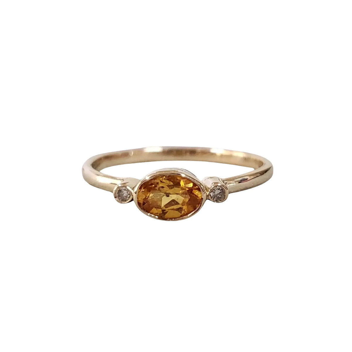 Spessartite Garnet Gold Ring With Diamond in 14K - K Jewelry Accessories