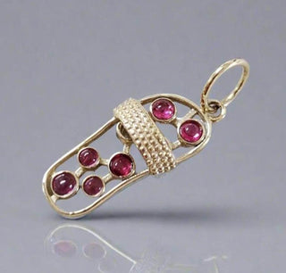 Mini Sandal 14k Gold Dainty Pendant, Spinel Smooth Cabochons - K Jewelry Accessories