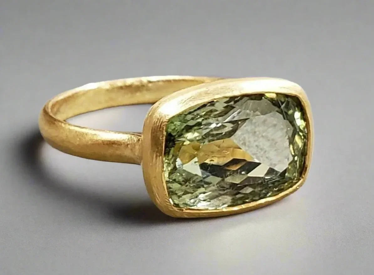 18k Gold Statement Green Tourmaline Ring - K Jewelry Accessories