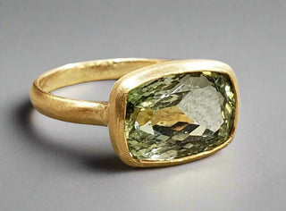 18k Gold Statement Green Tourmaline Ring - K Jewelry Accessories