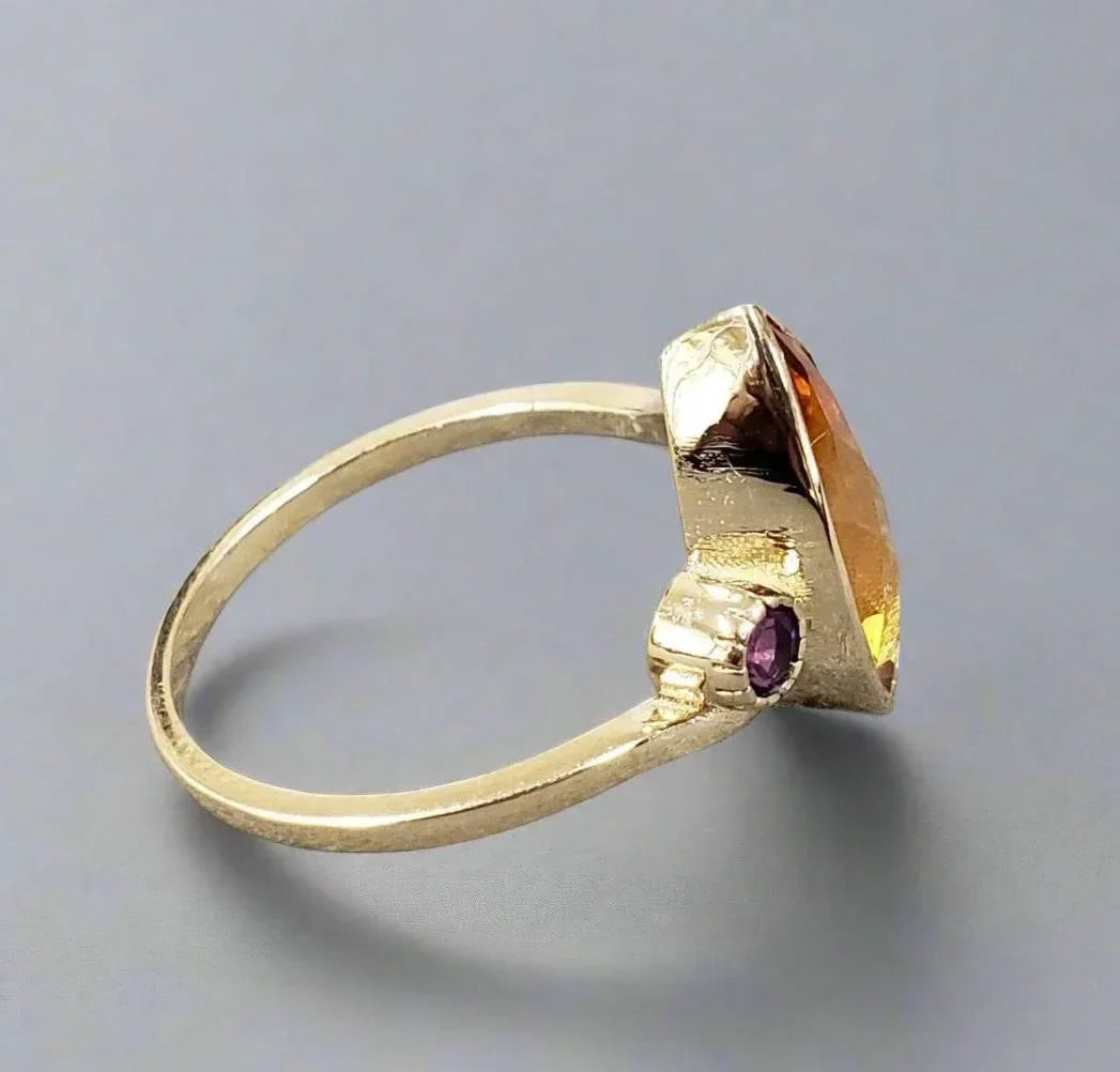 14k Gold Citrine with Amethyst Ring - K Jewelry Accessories