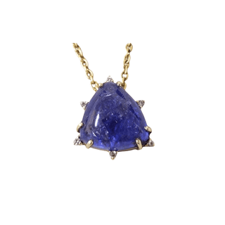 Floating Slide Pendant, Cabochon Tanzanite With Diamonds - K Jewelry Accessories