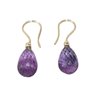 14K Gold Natural Amethyst Drop Earrings - K Jewelry Accessories